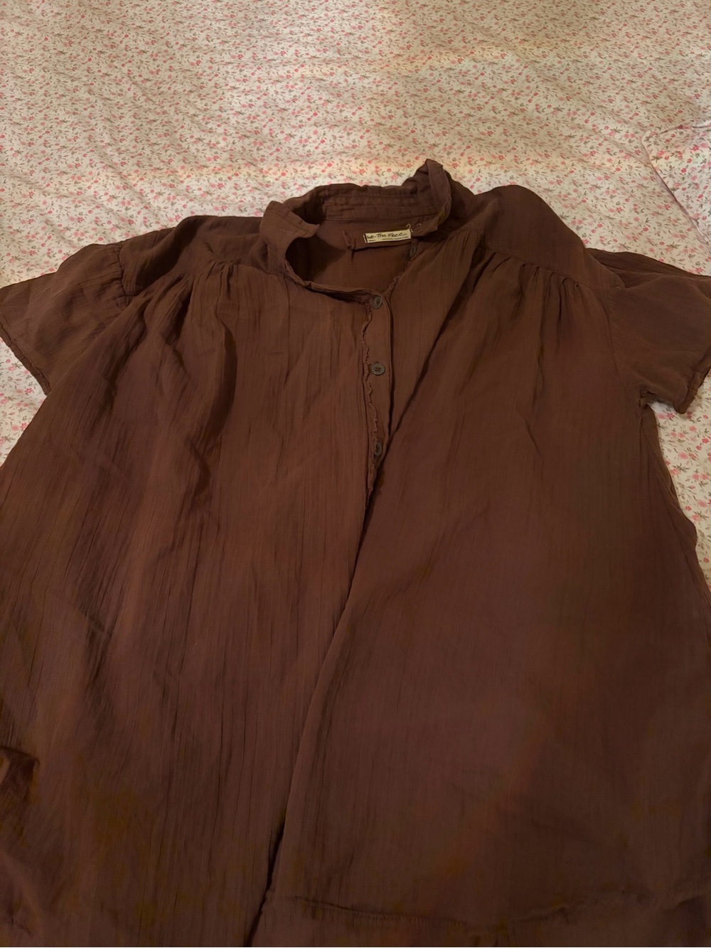 We The Free Brown Button-Up Shirt